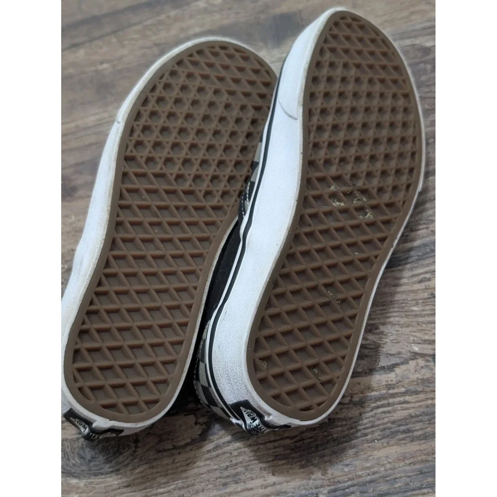 Vans Classic Slip-On Checkerboard Gray Black Kids Sneakers Size 5.5 Men 7 Women